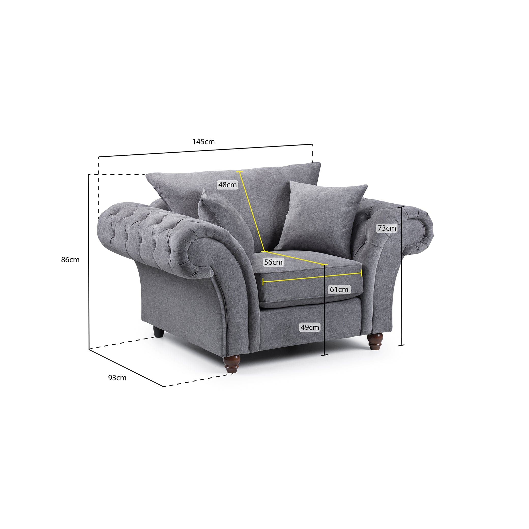 Berkshire Fullback Sofa Grey Armchair - Image 8