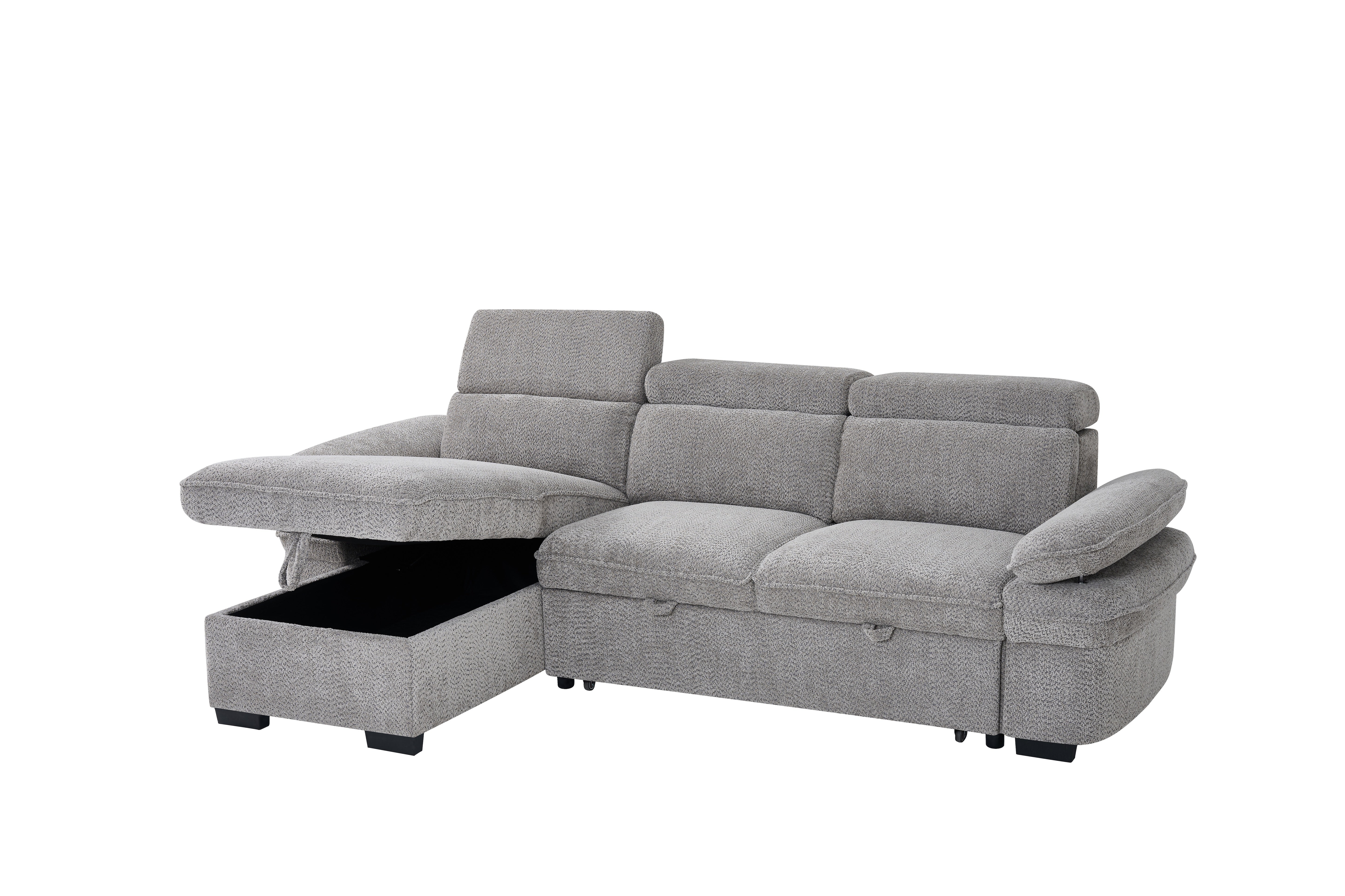 Billie Universal Corner Sofa Bed with Storage in Grey - Image 3