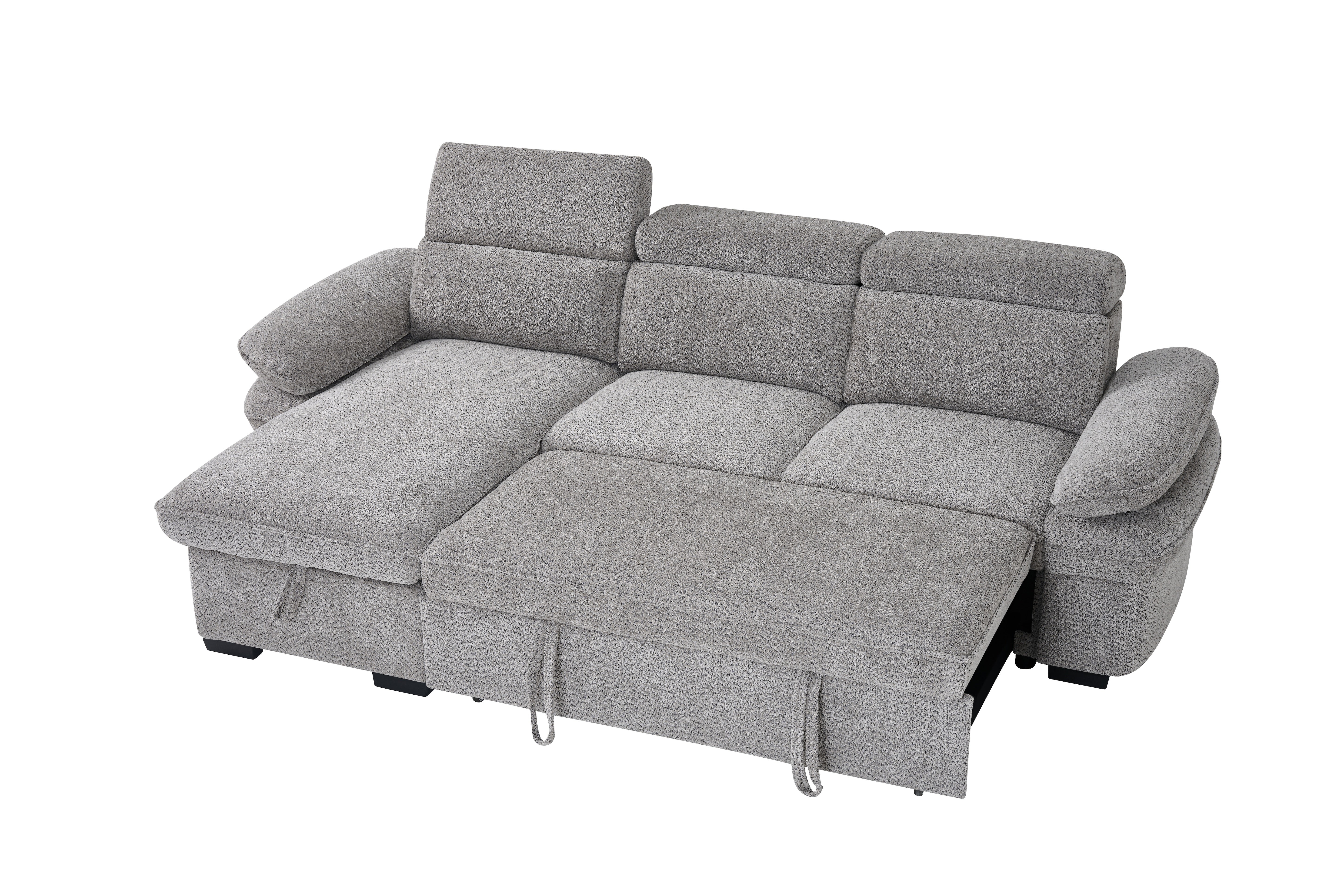 Billie Universal Corner Sofa Bed with Storage in Grey - Image 4