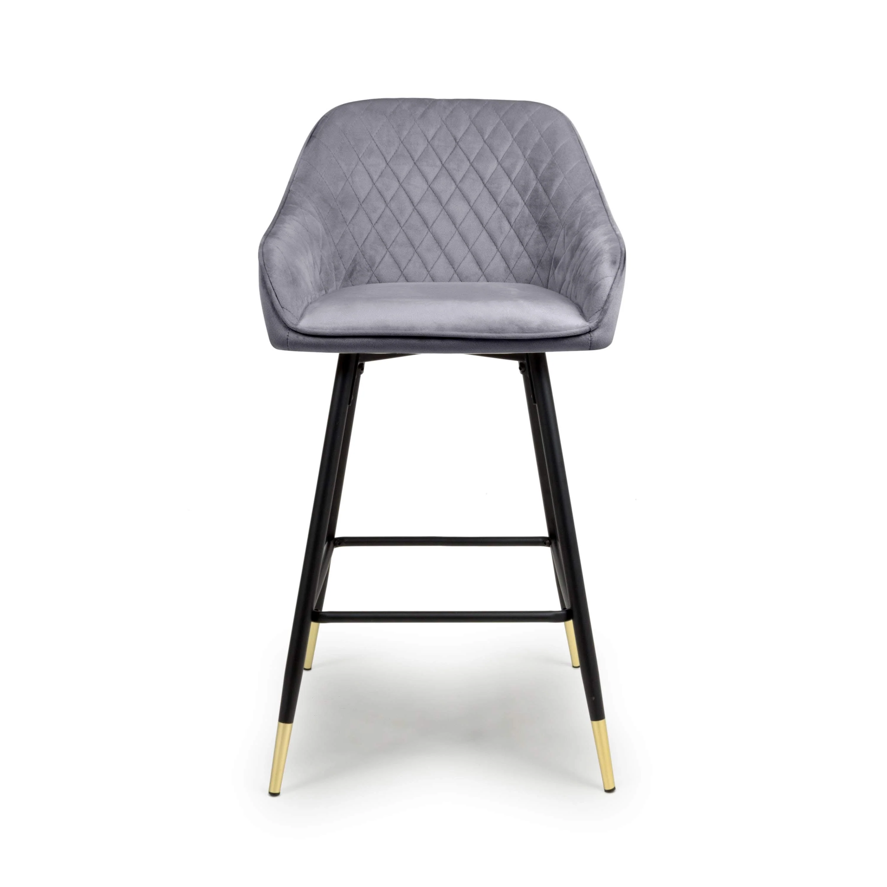 Pair of Halston Brushed Velvet Grey Bar Stools