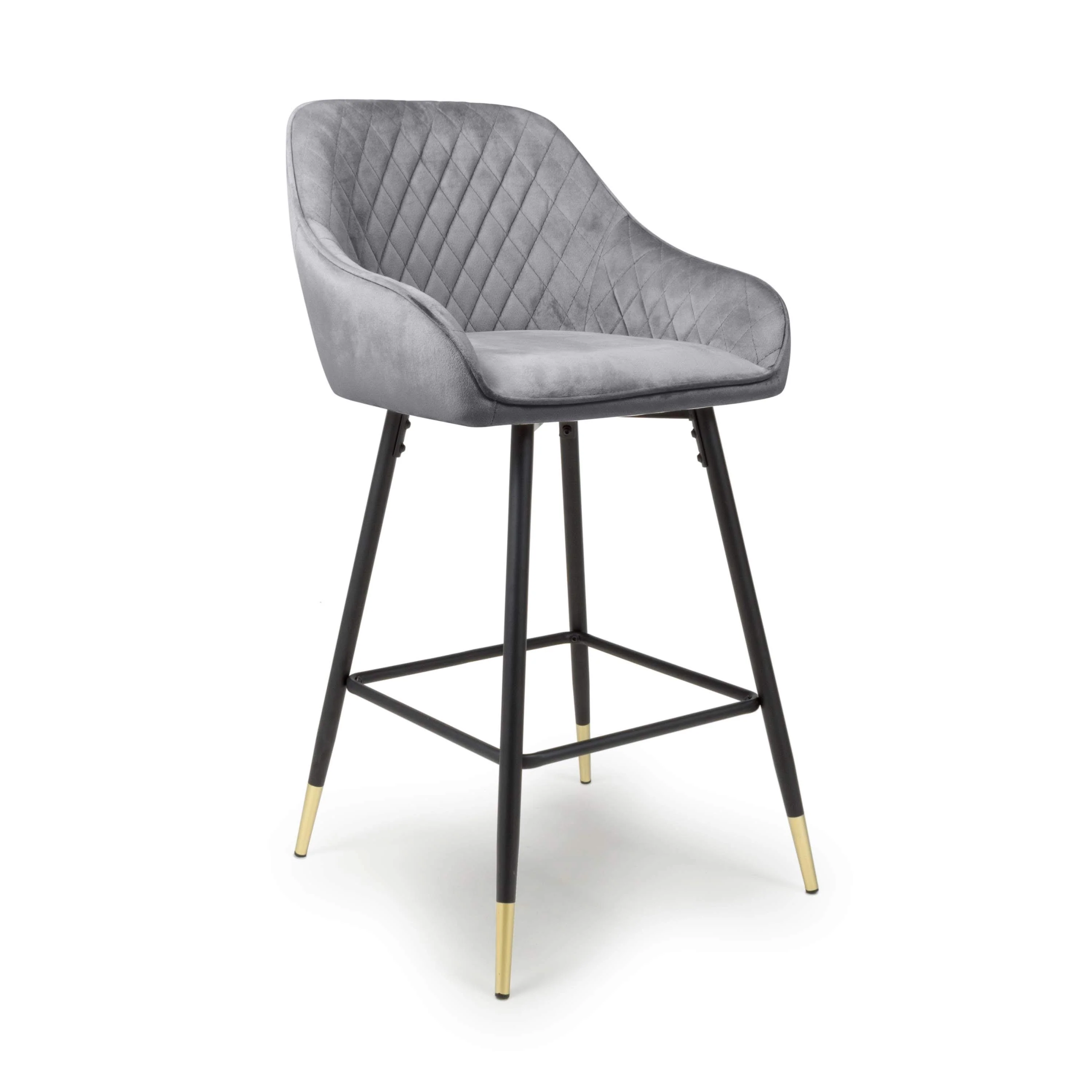 Pair of Halston Brushed Velvet Grey Bar Stools - Image 3