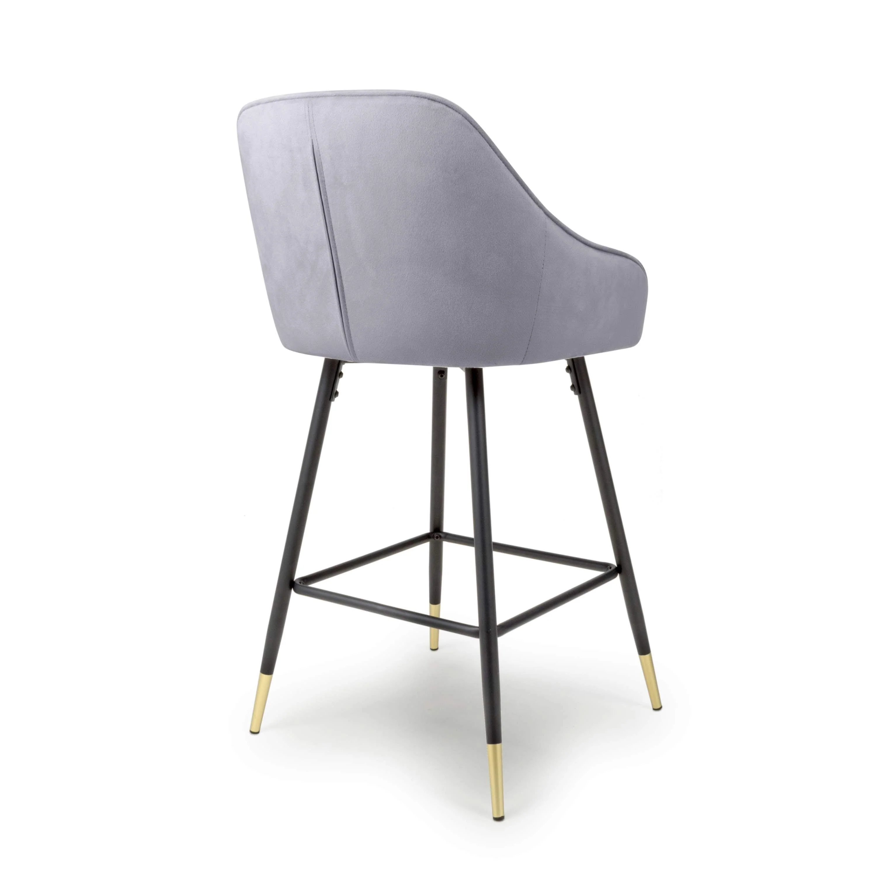 Pair of Halston Brushed Velvet Grey Bar Stools - Image 4