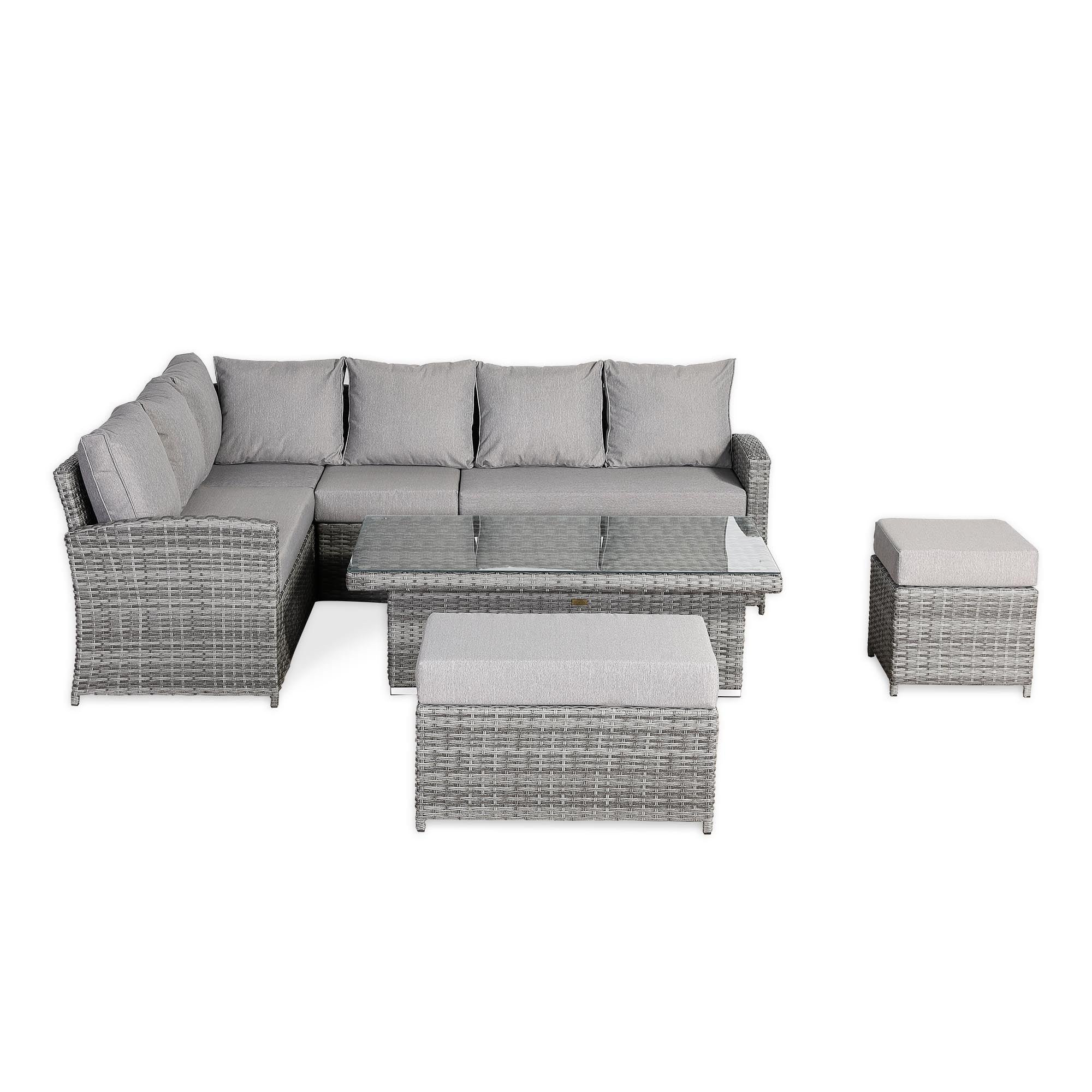 Sorrento Large Corner Dining Set with Rising Table in Grey (Left Hand) - Image 5